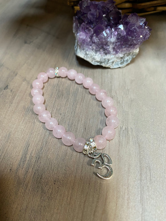 Rose Quartz Om Bracelet