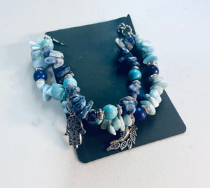 Blue Sodalite/Turquoise Double Strand Anklet